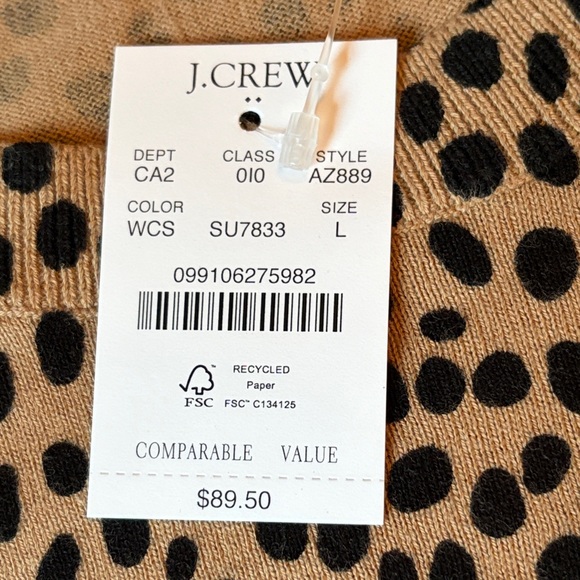 J. Crew Cheetah Teddie Sweater/NWT/L - Picture 6 of 11